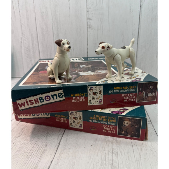 2 Wishbone Puzzles 100 pc Romeo Juliet Journey Center Earth + Toys Figures 1997 - Picture 2 of 16